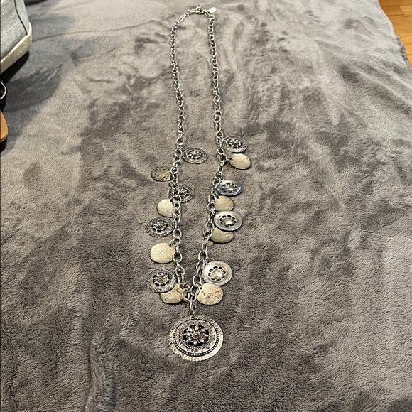 Floral Medallion Pendant Necklace - Silver Tone - Picture 2 of 5